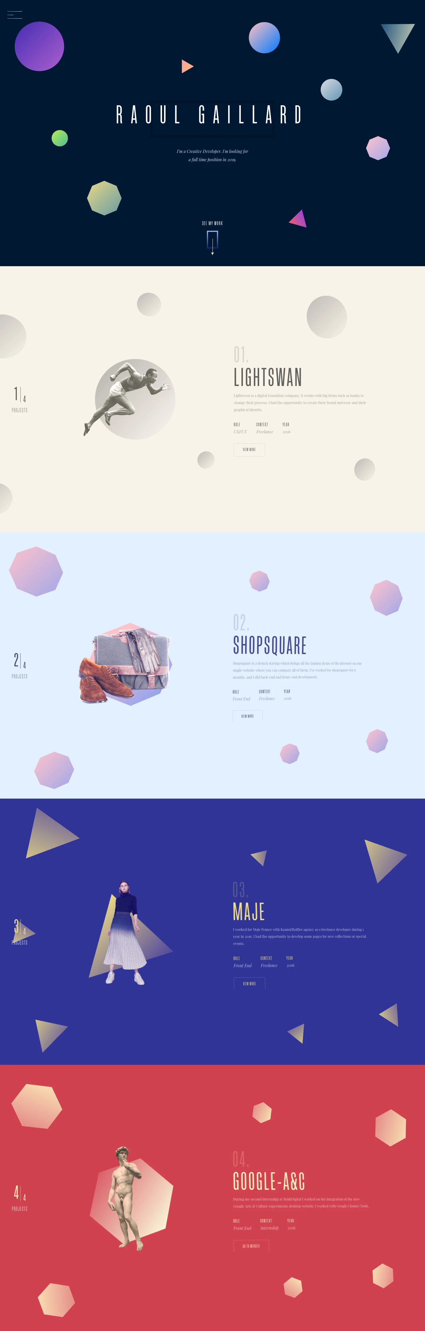 Raoul Gaillard Landing Page Example: Interactive Developer and Designer