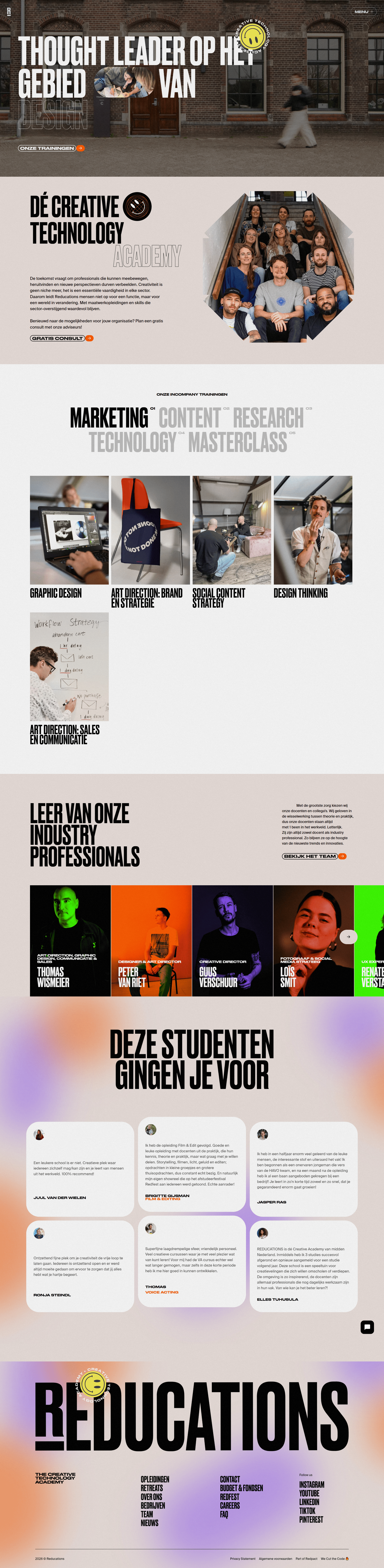 Reducations Landing Page Example: Learn from industry professionals. Explore part-time programs and Shorty's courses designed to grow your creative skills and fit your goals.