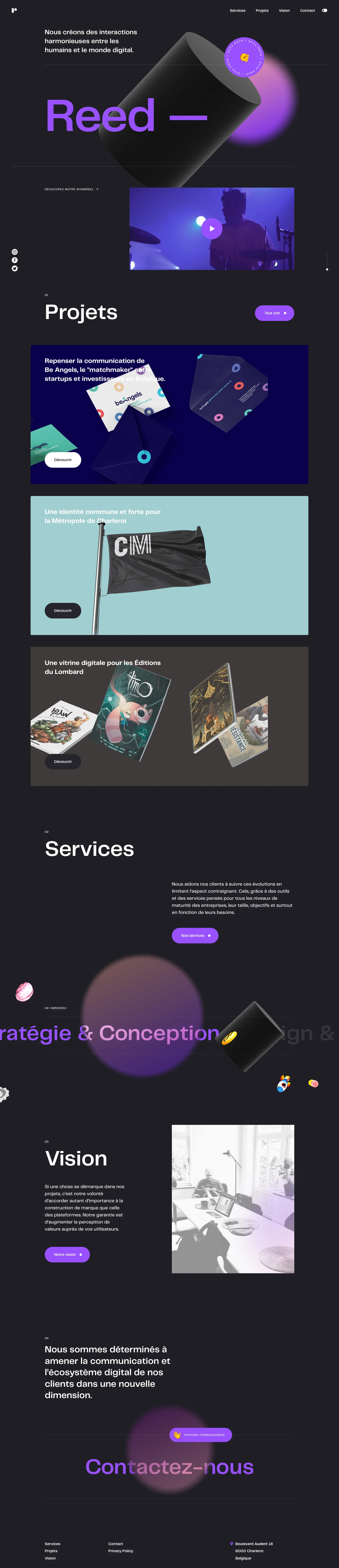 Reed Landing Page Example: A digital agency in Belgium to improve your digital strategy, your website, your mobile applications and your content strategies.