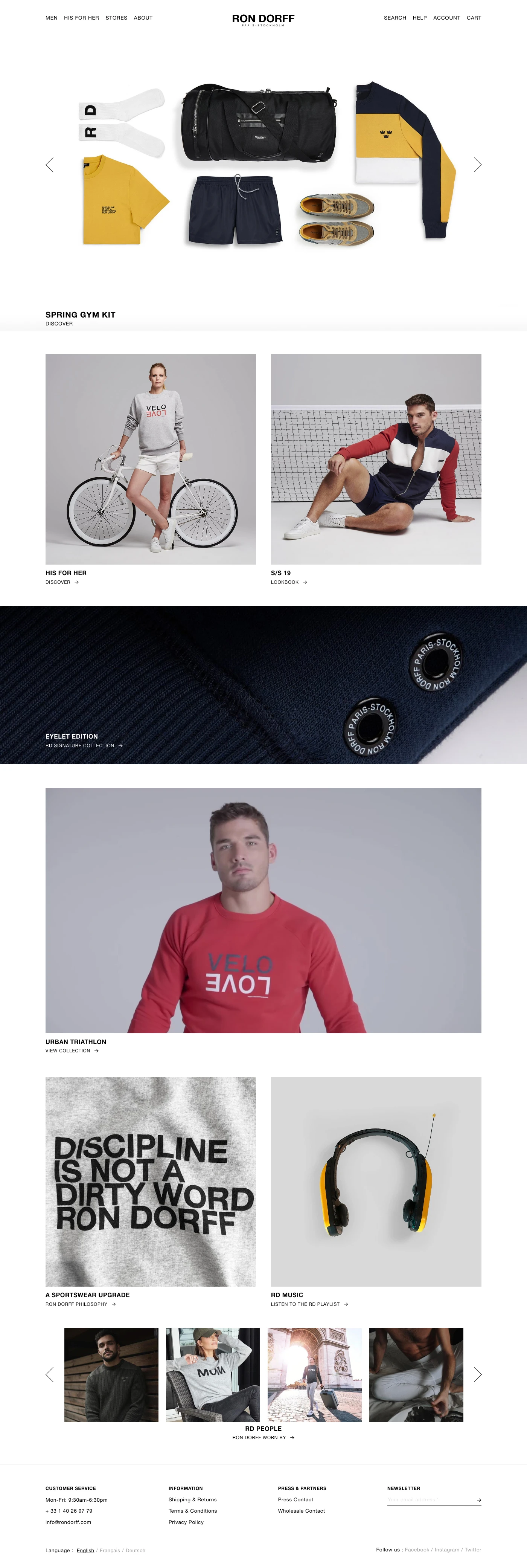 Ron Dorff Landing Page Example: Swedish functionality with French style. A sportswear upgrade of essential pieces with impeccable fit.