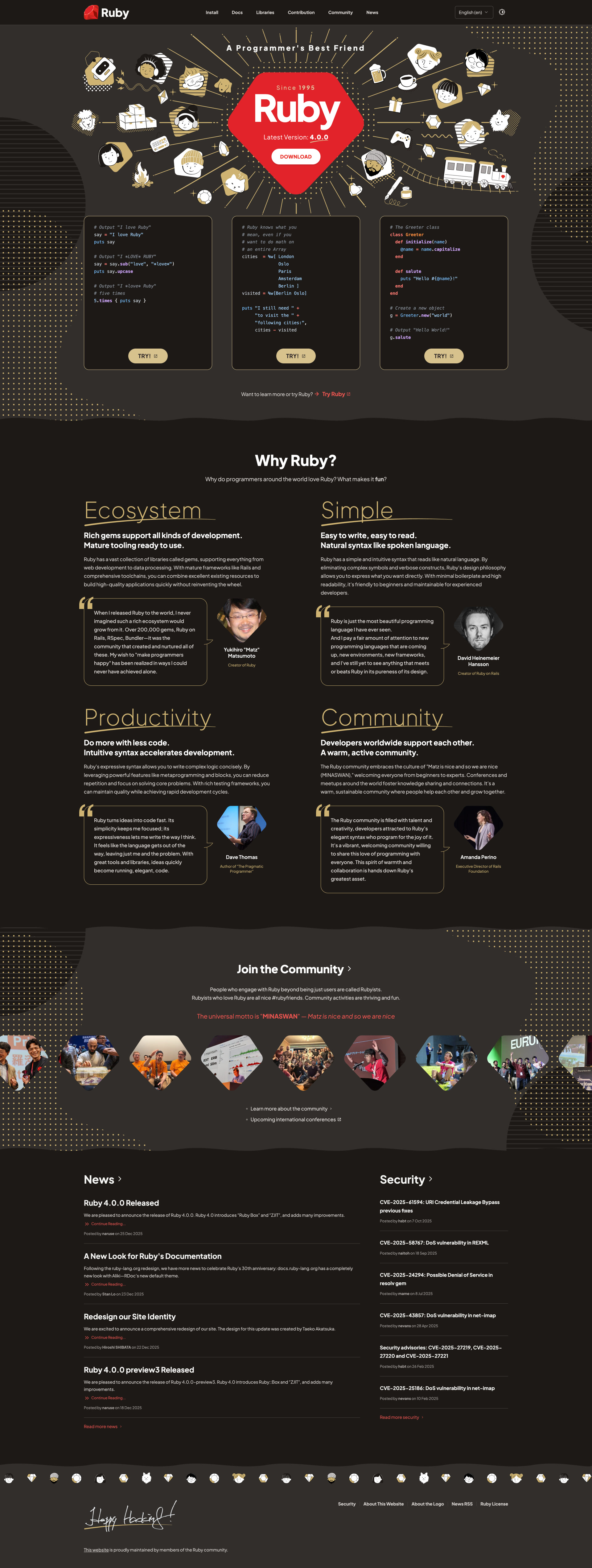 rubyページ Ruby Lang - Landing Page Design | Lapa Ninja