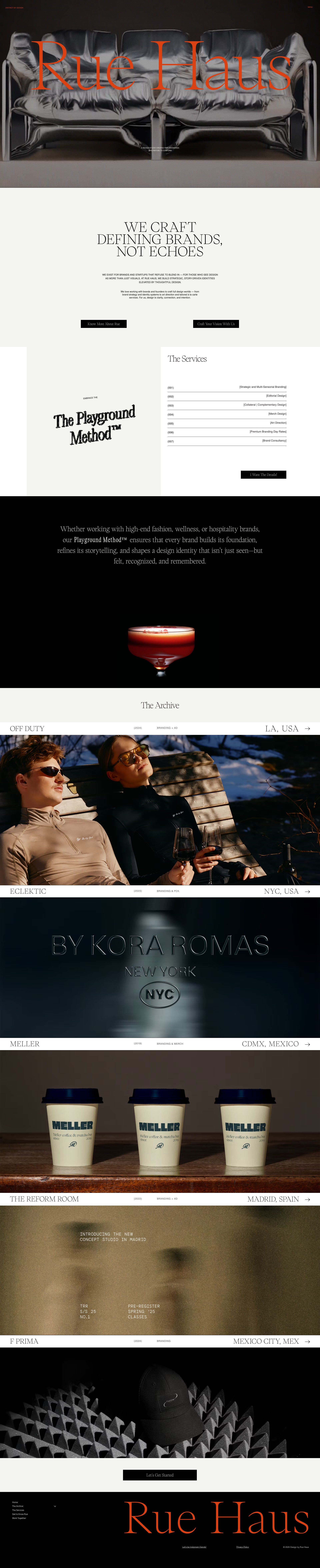 Rue Haus Landing Page Example: Rue Haus is a design studio specializing in crafting visual worlds for lifestyle, fashion, and wellness brands.
