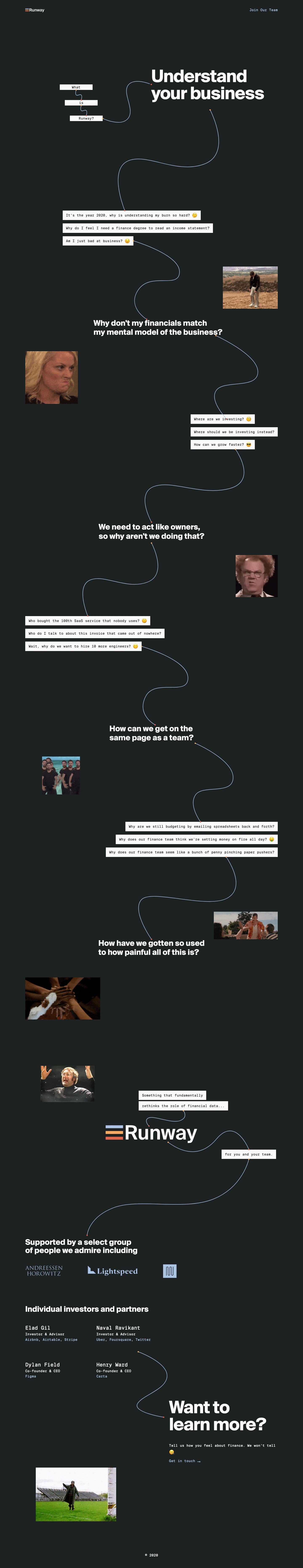 Runway Financial Landing Page Example: Understand your business