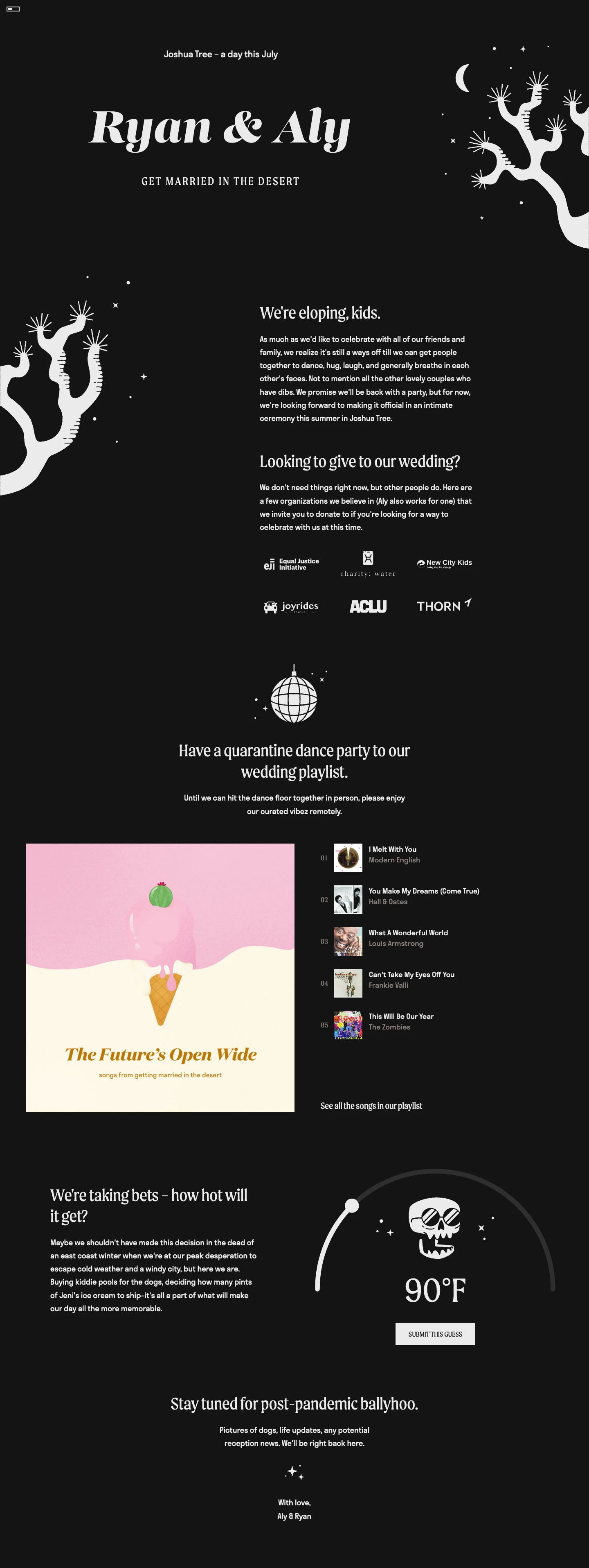 Ryan & Aly Landing Page Example: Ryan & Aly Get Married in the Desert