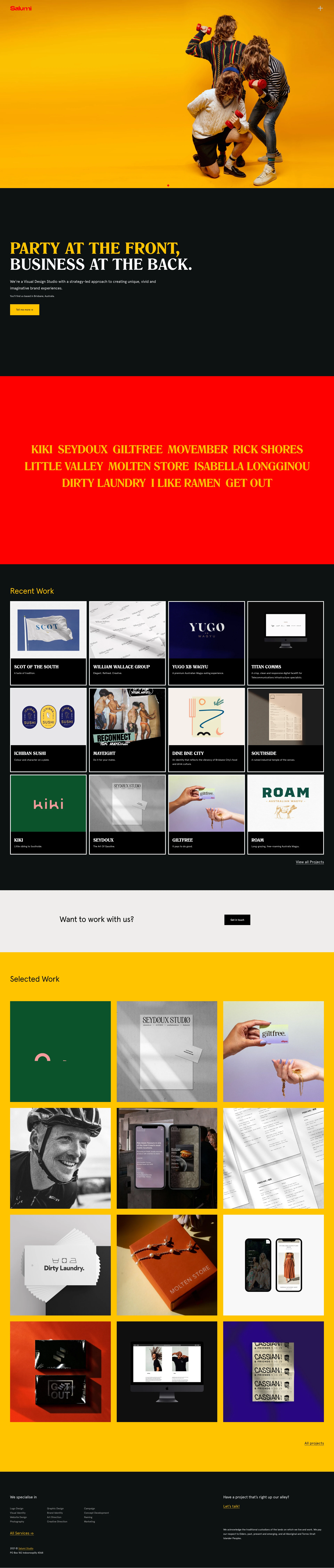 Salumi Studio Landing Page Example: We're a small Brisbane Visual Design Studio with a strategy-led approach to creating unique, vivid and imaginative brand experiences.