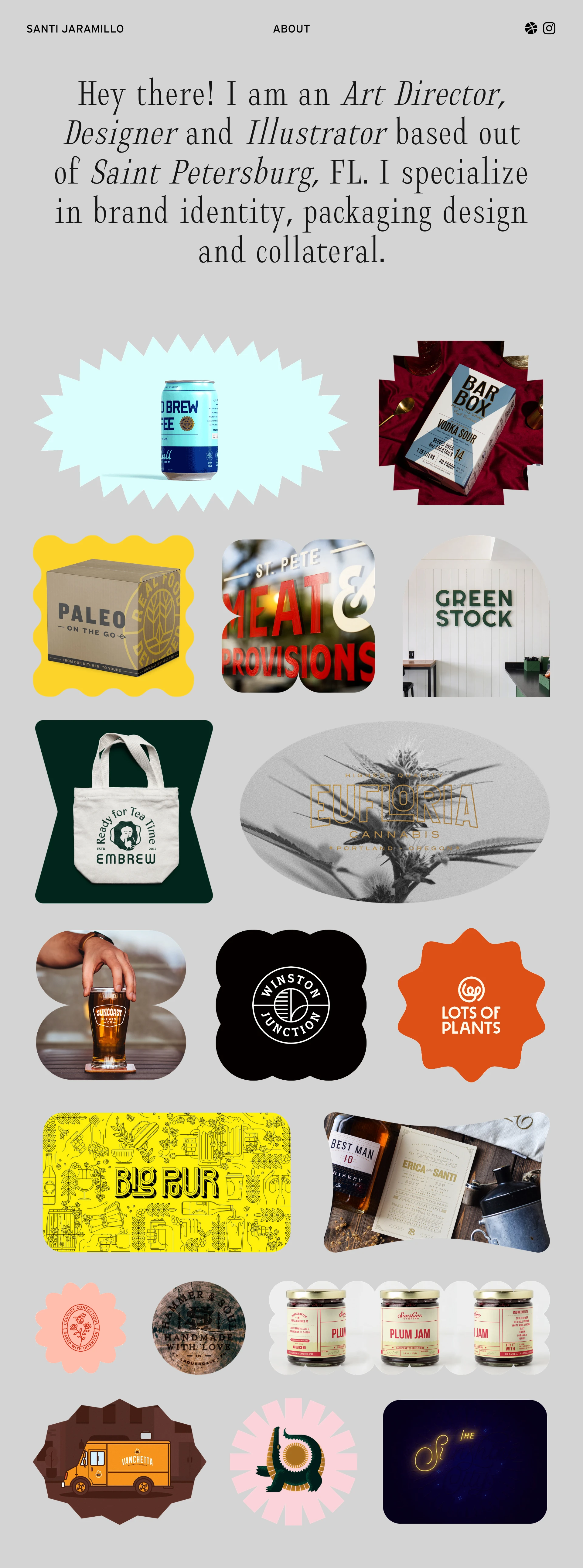Santiago Jaramillo Landing Page Example: I’m Santiago Jaramillo, a Colombian born, Miami raised Art Director, Designer and Illustrator currently living in Saint Petersburg, Florida. In 10+ years working in design, I have worked with both big corporations and small local businesses. Some of them have even won a few awards along the way.