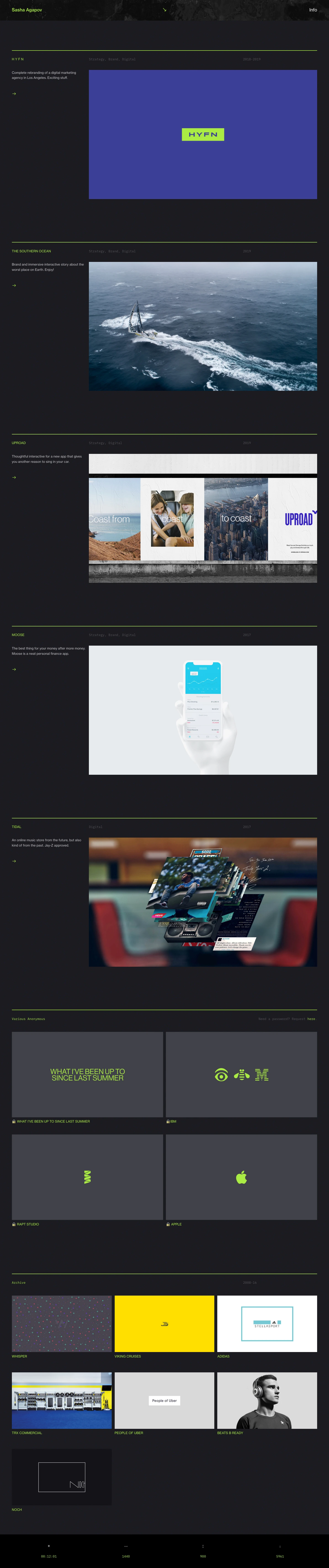 Sasha Agapov Landing Page Example: Designer and creative director in Los Angeles, California.