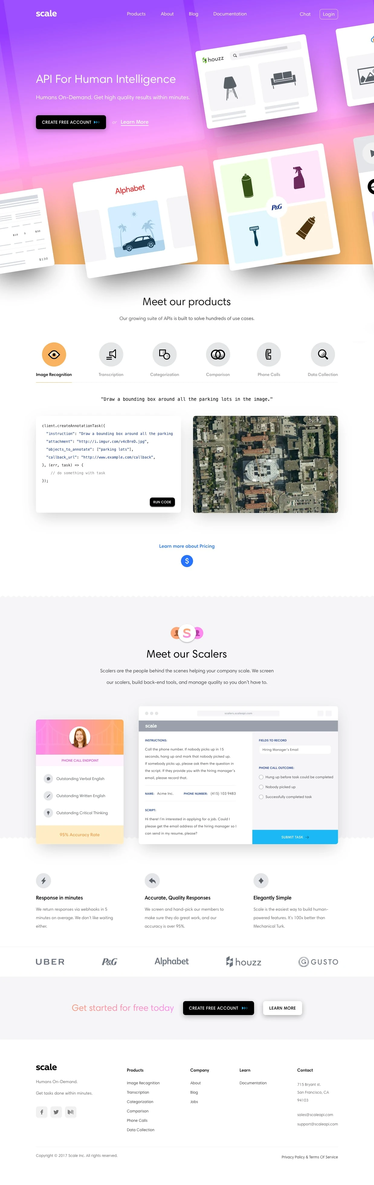 Scale Landing Page Example: API For Human Intelligence