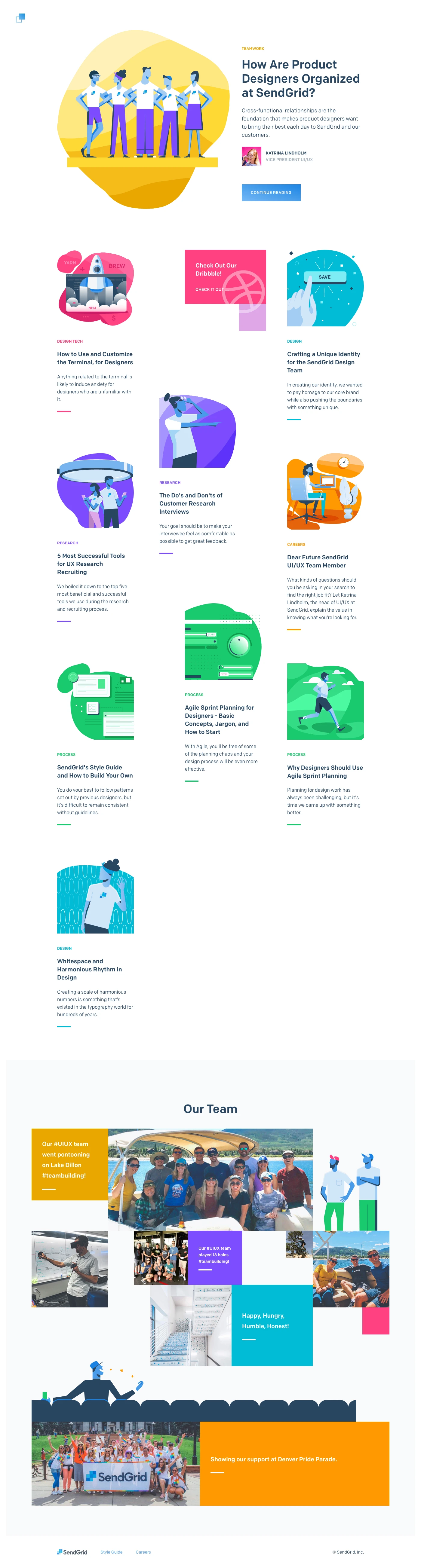 SendGrid Design Landing Page Example: SendGrid loves design. Join us as we discuss design process, design teams, design inspiration and much more.