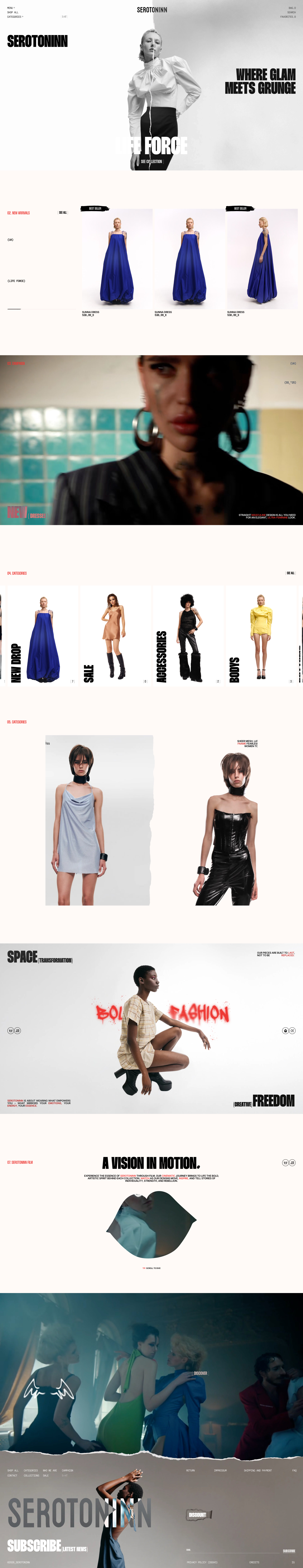Serotoninn Landing Page Example: SEROTONINN is about wearing what empowers you – what mirrors ... serotoninn film. A Vision in Motion. Experience. the. essence. of. Serotoninn. through.