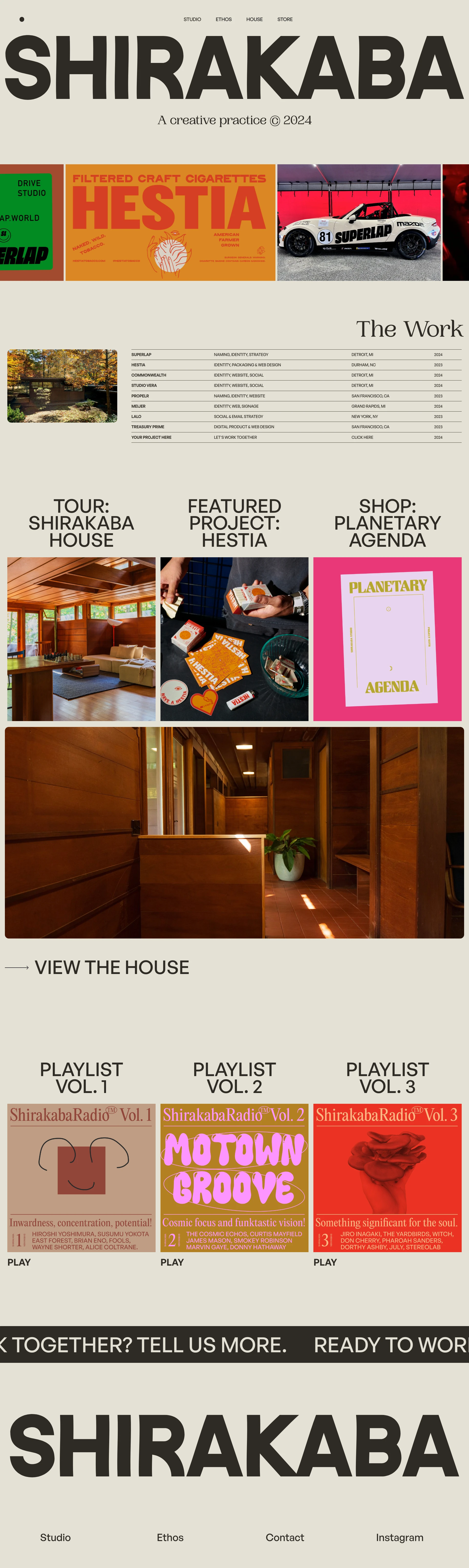 Shirakaba Studio Landing Page Example: Shirakaba Studio is a design house specializing in the creation of brand identity through the human experience.