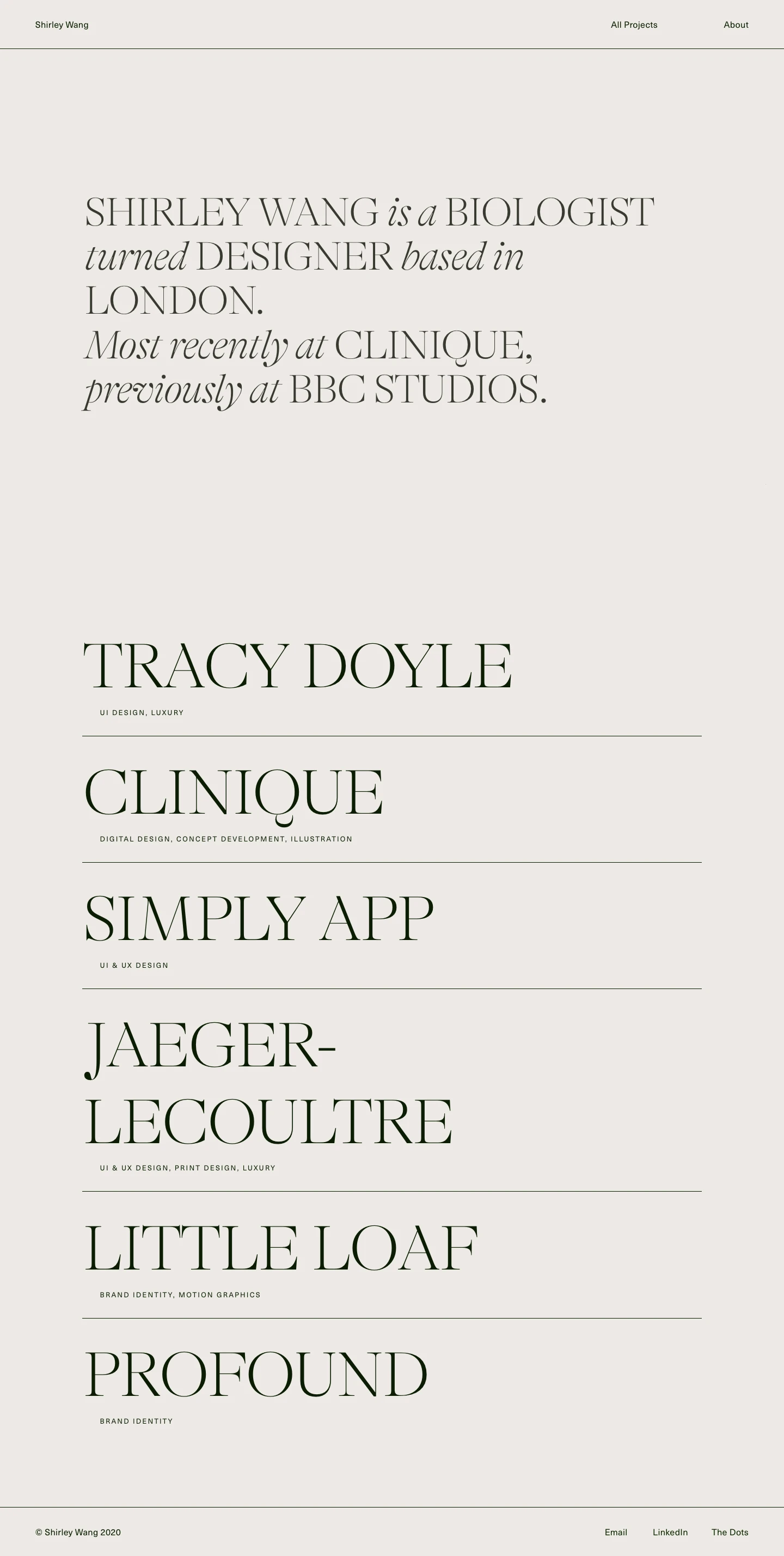 Shirley Wang Landing Page Example: Shirley is a biologist turned designer and illustrator based in London.