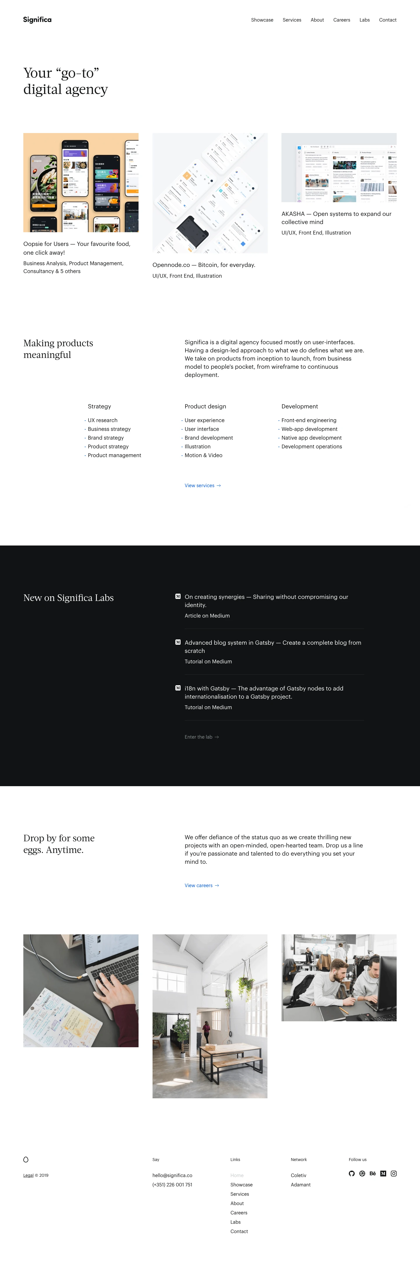 Significa Landing Page Example: A digital design-led agency focused on product development.