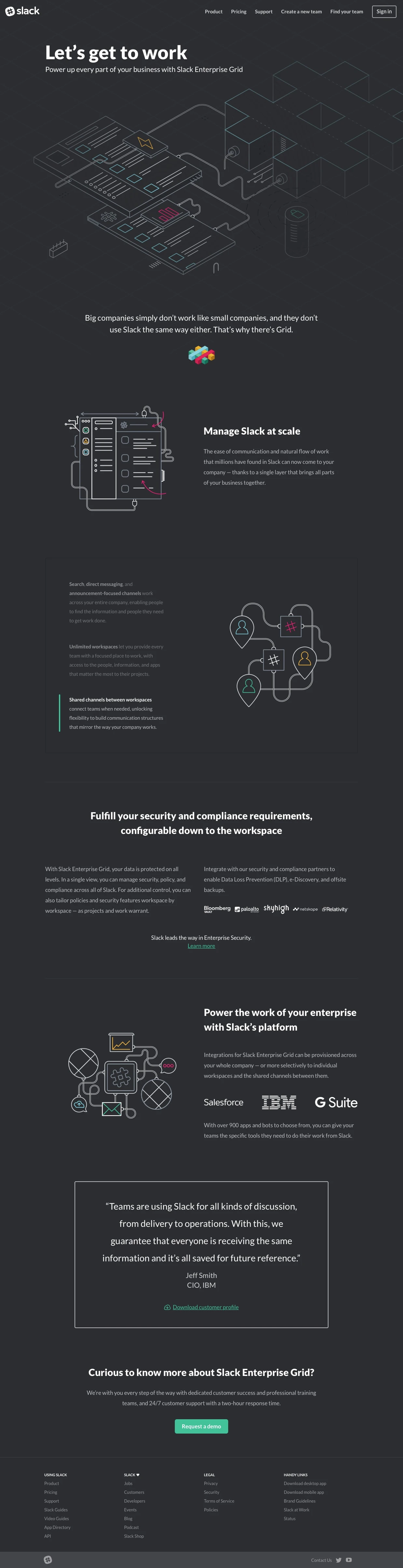 Slack Enterprise Grid Landing Page Example: Power up every part of your business with Slack Enterprise Grid
