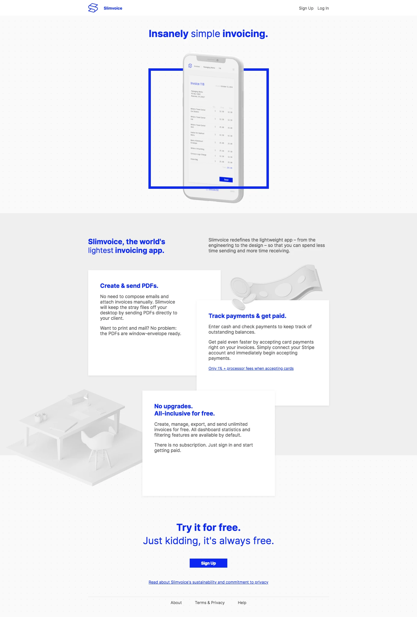 Slimvoice Landing Page Example: Slimvoice redefines the lightweight app – from the engineering to the design – so that you can spend less time sending and more time receiving