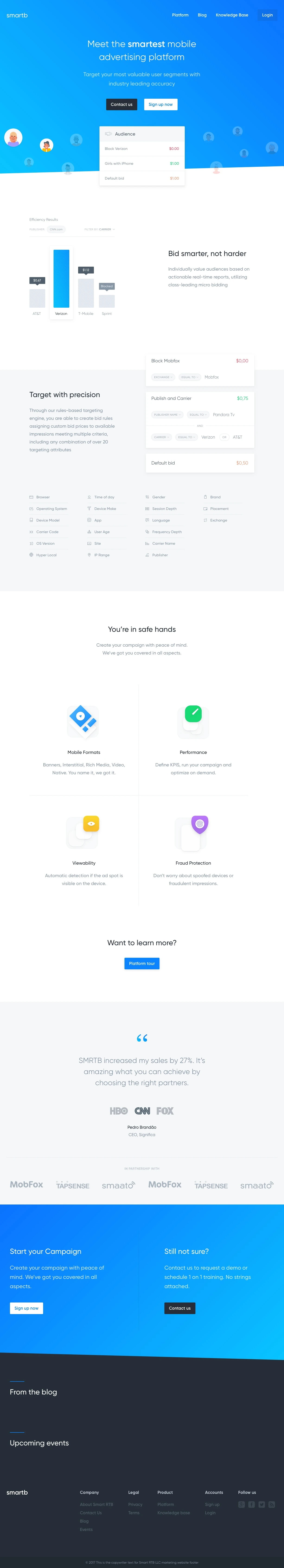 Smart RTB Landing Page Example: Meet the smartest mobile advertising platform