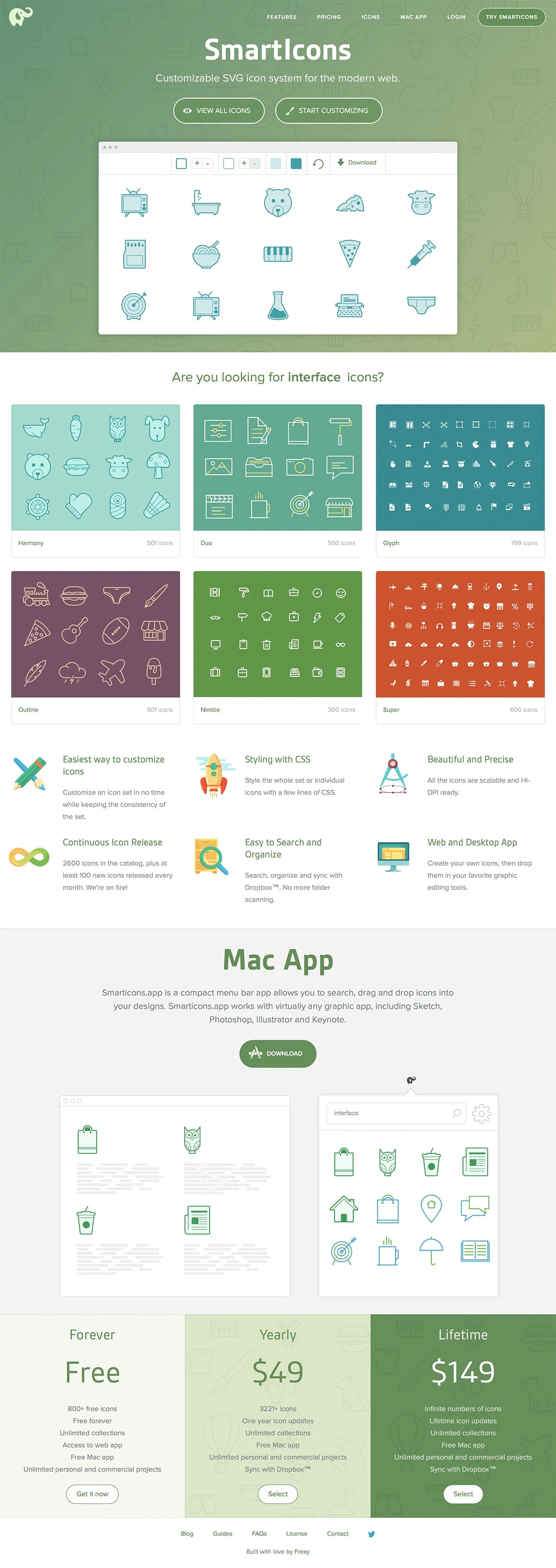 Smart Icons Landing Page Example: SmartIcons is the smartest and biggest SVG icon system designed for the future of the web
