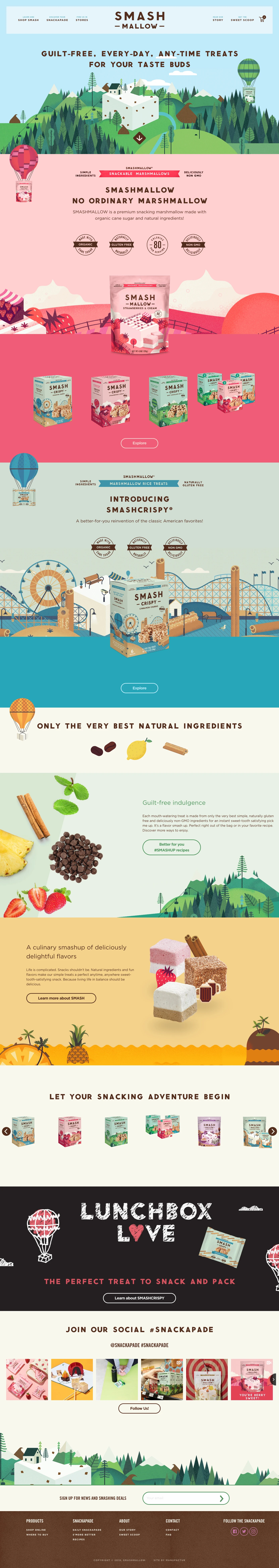 SmashMallow Landing Page Example: This is no ordinary marshmallow. This is SmashMallow. It's a guilt-free, every-day, any-time of day treat for your taste buds