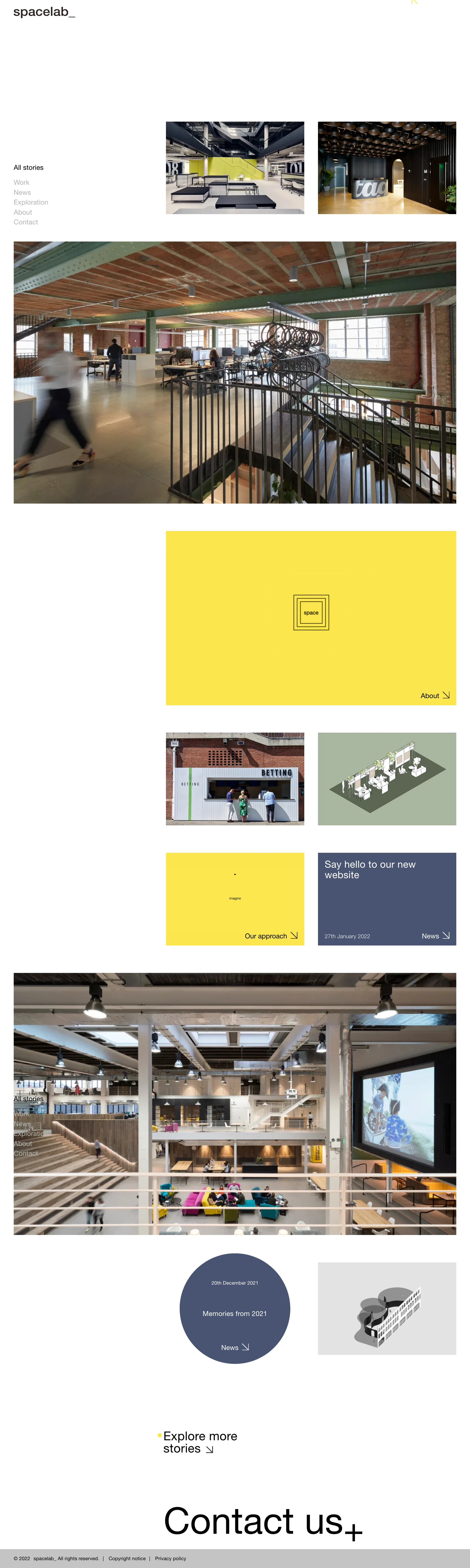 Spacelab Landing Page Example: We are an exploratory architectural design studio that believes space unites us.