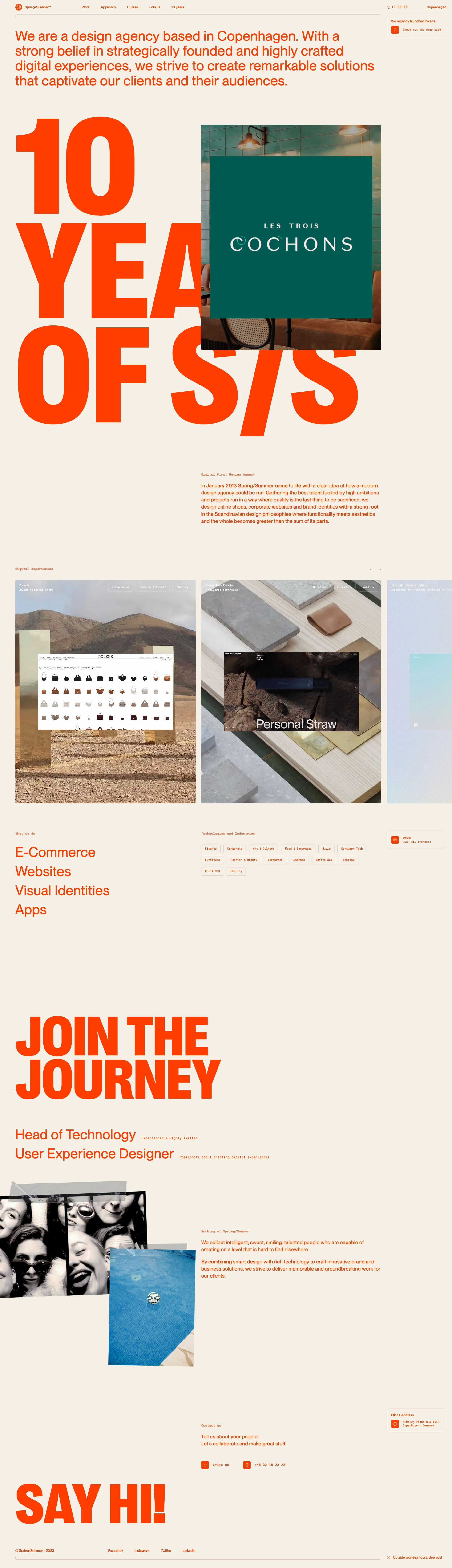 Spring/Summer Landing Page Example: We are a design agency based in Copenhagen. With a strong belief in strategically founded and highly crafted digital experiences, we strive to create remarkable solutions that captivate our clients and their audiences.