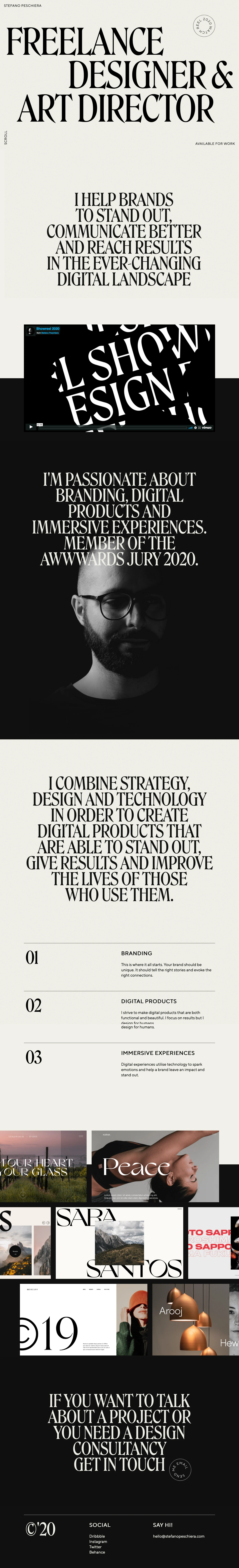 Stefano Peschiera Landing Page Example: I help brands to stand out, communicate better and reach results in the ever-changing digital landscape.