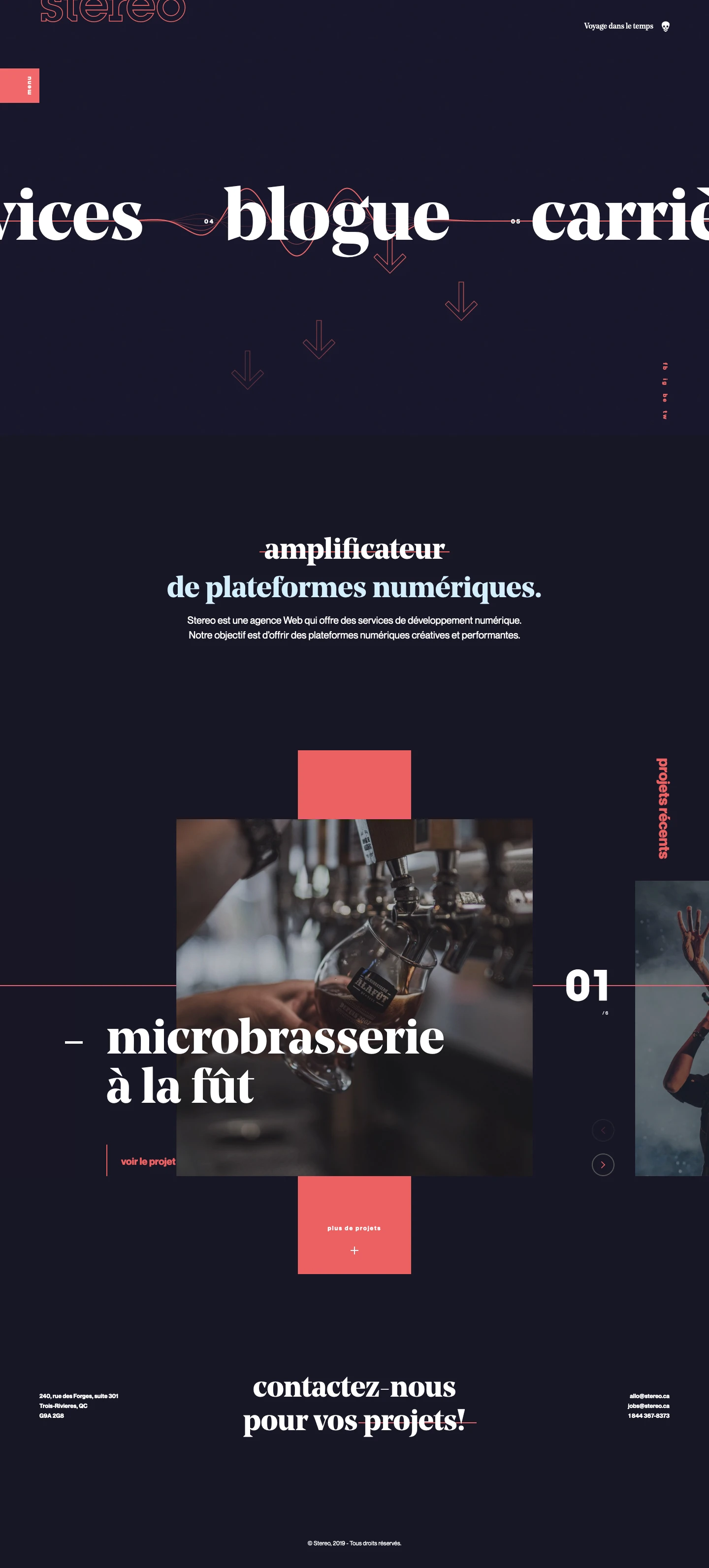 Stereo Landing Page Example: Creative web agency offering, branding, web design and development services.