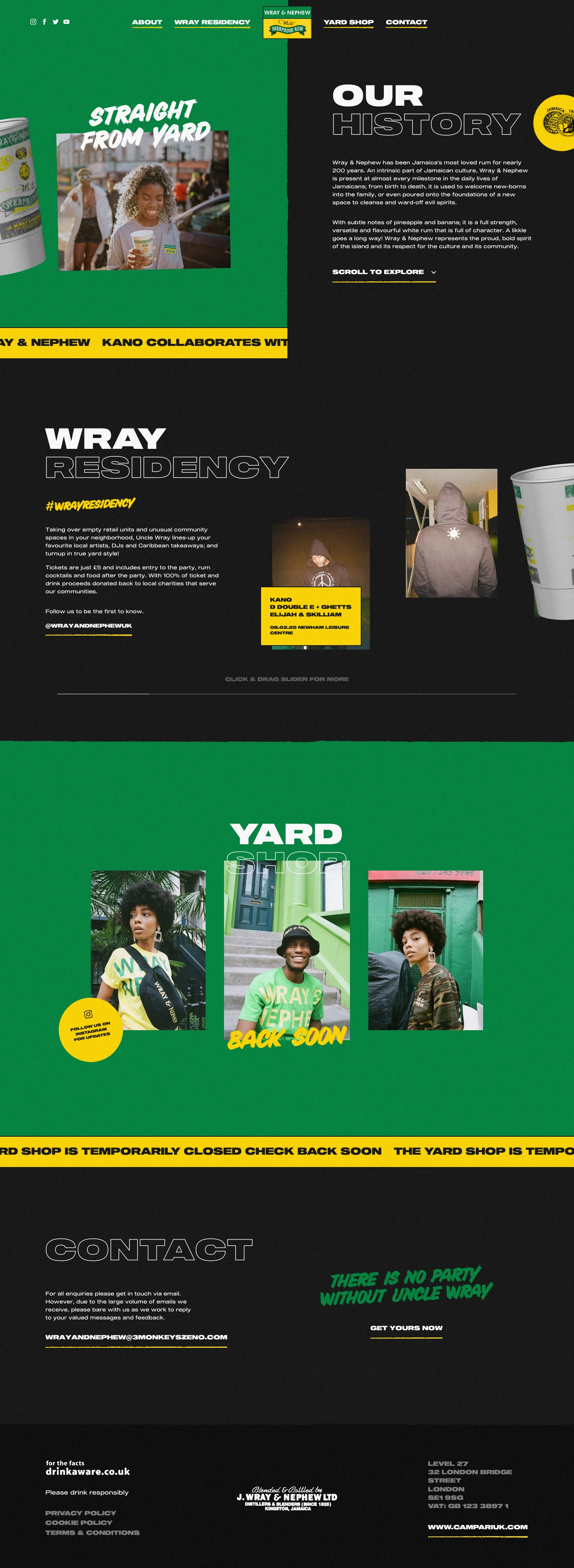 Wray and Nephew Landing Page Example: Wray & Nephew has been Jamaica’s most loved rum for nearly 200 years. An intrinsic part of Jamaican culture, Wray & Nephew is present at almost every milestone in the daily lives of Jamaicans; from birth to death, it is used to welcome new-borns into the family, or even poured onto the foundations of a new space to cleanse and ward-off evil spirits.