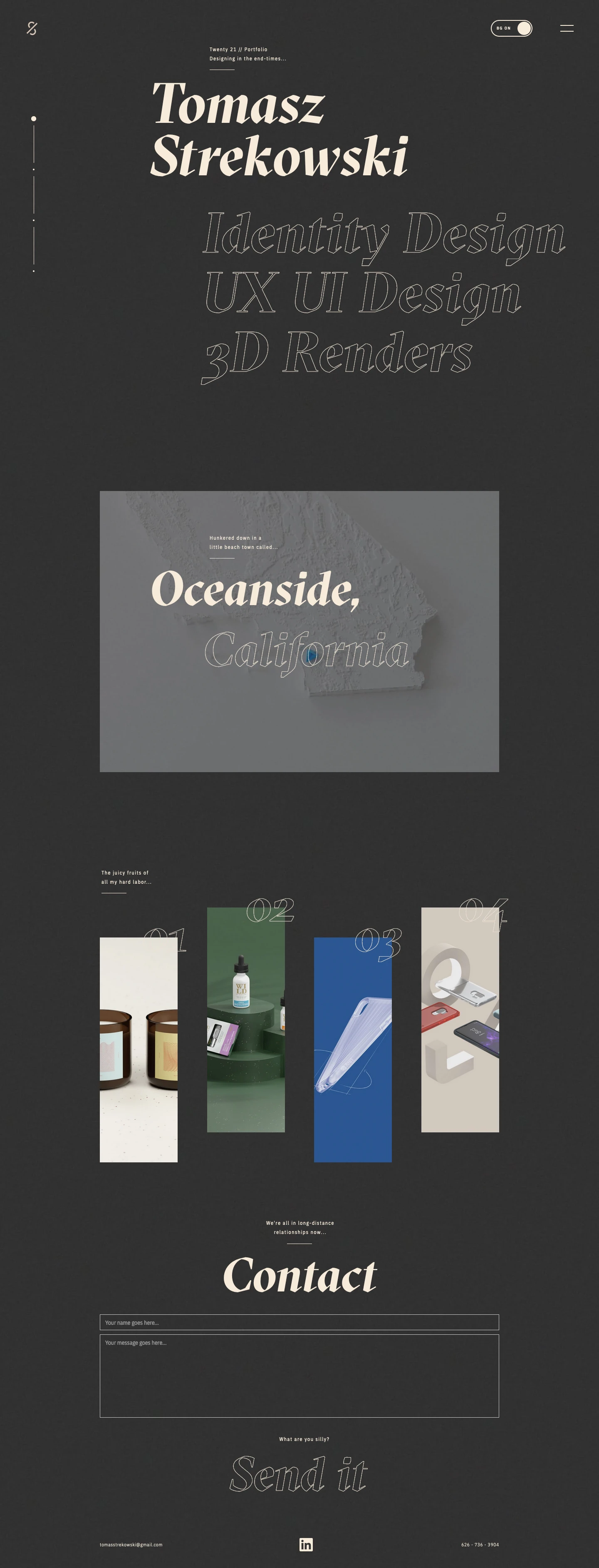 Tomasz Strekowski Landing Page Example: My name is Tom Strekowski. I'm a multi-disciplinary designer focusing on 3D content creation and UX/UI design. I've worked in both, in-house and agency environments and have been lucky enough to work with many great start-ups and entrepreneurs. I've studied business marketing as well as design and I think this cross-section gives me a unique perspective on the value of design.