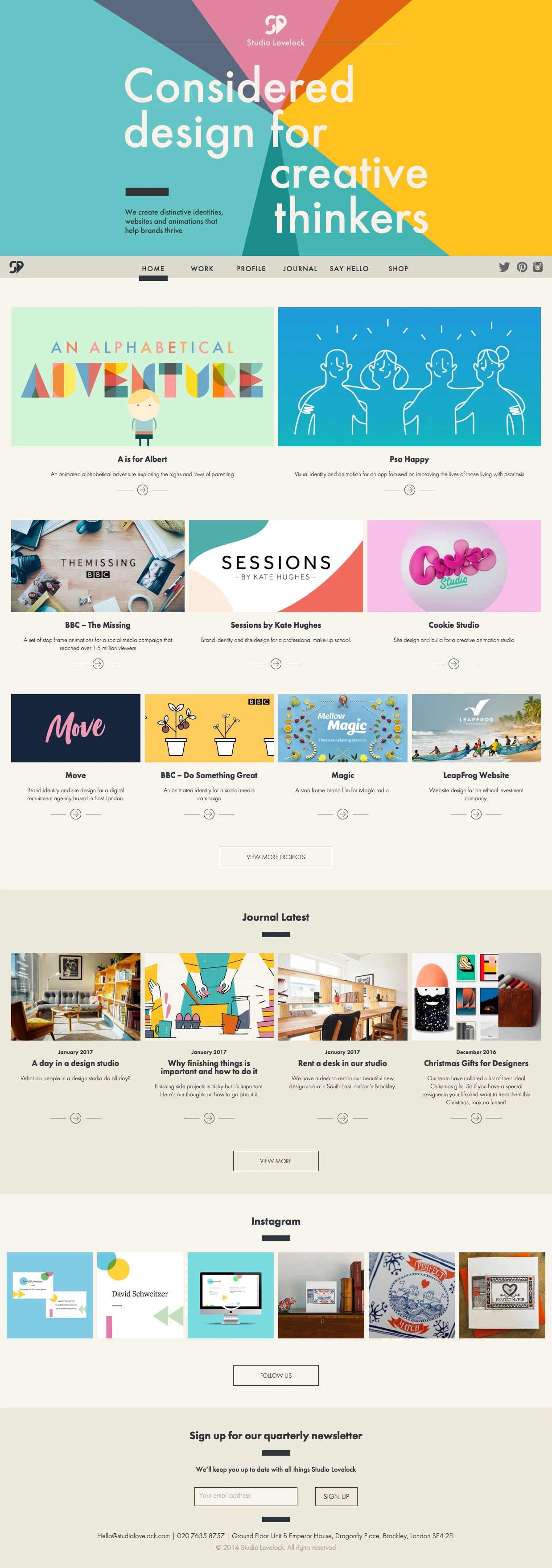 Studio Lovelock Landing Page Example: Considered Design for Creative Thinkers