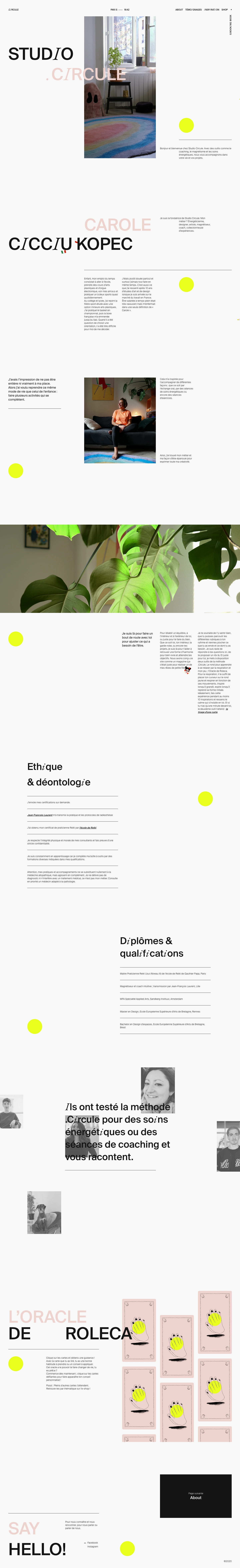 Circule Landing Page Example: Studio Circule is a practice offering several accompaniments: remote energy care practiced by magnetism and dowsing.