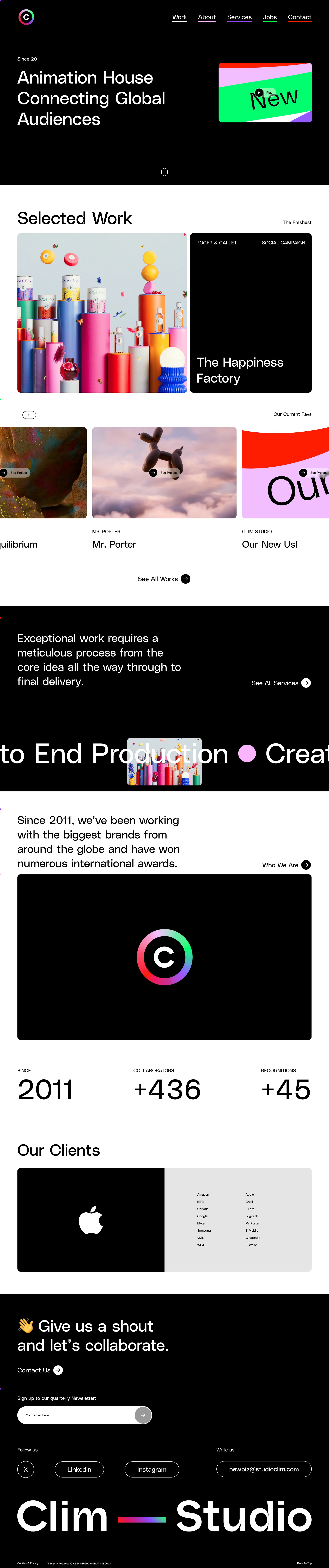 Clim Studio Landing Page Example: Clim Studio is an animation powerhouse that specializes in emotive motion of all kinds.