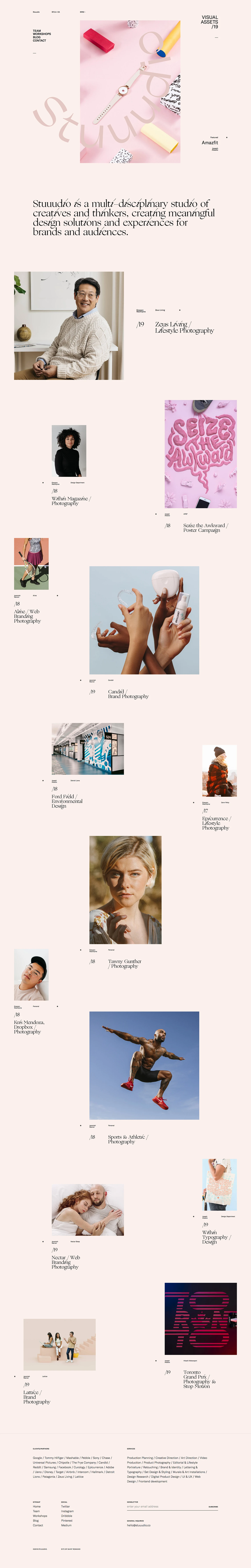 Stuuudio Landing Page Example: Stuuudio is a multi-disciplinary studio of creatives and thinkers, creating meaningful design solutions and experiences for brands and audiences.