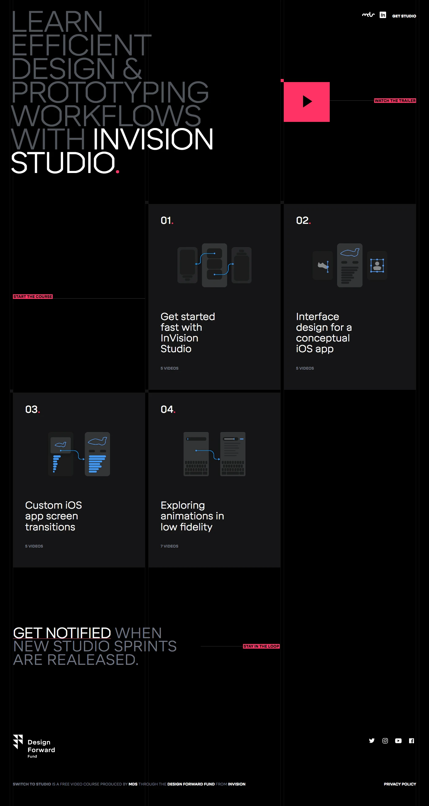 Switch to Studio Landing Page Example: Learn Efficient Design & Prototyping Workflows with InVision Studio.