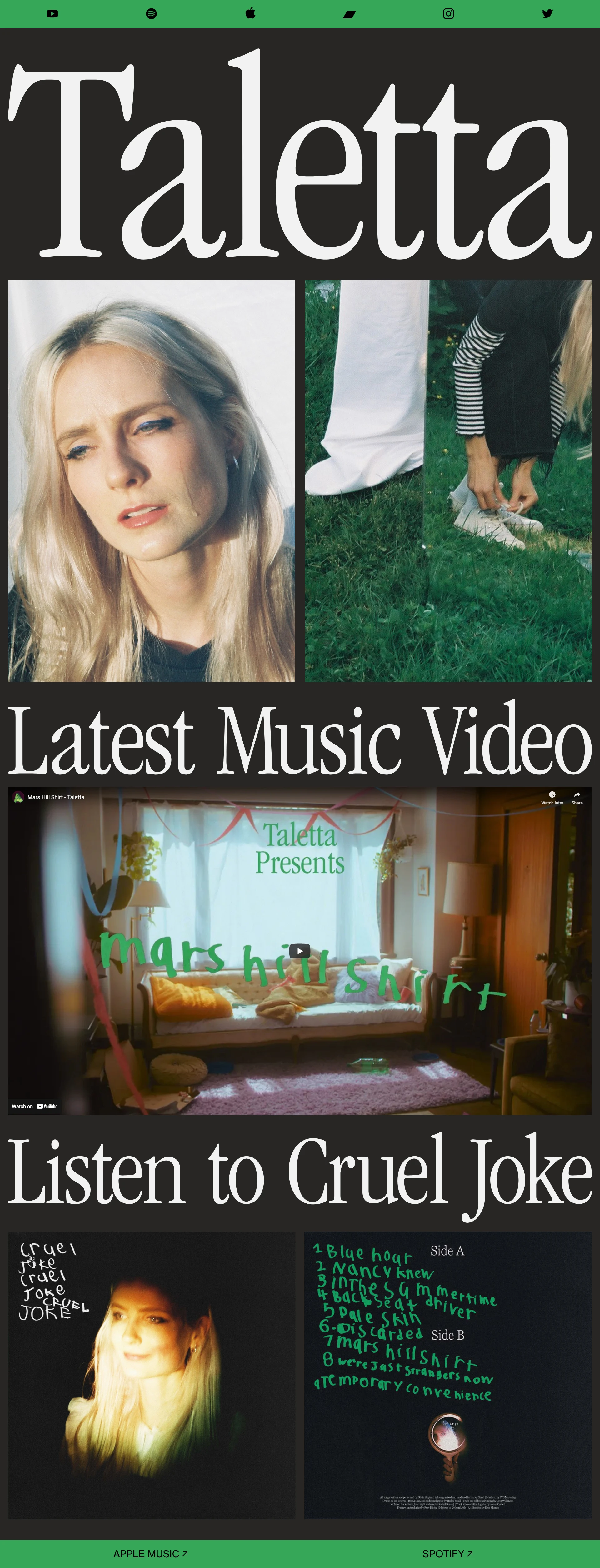 Taletta Music Landing Page Example: Indie soft rock is my genre and I reside in the raining metropolis of Vancouver, British Columbia.