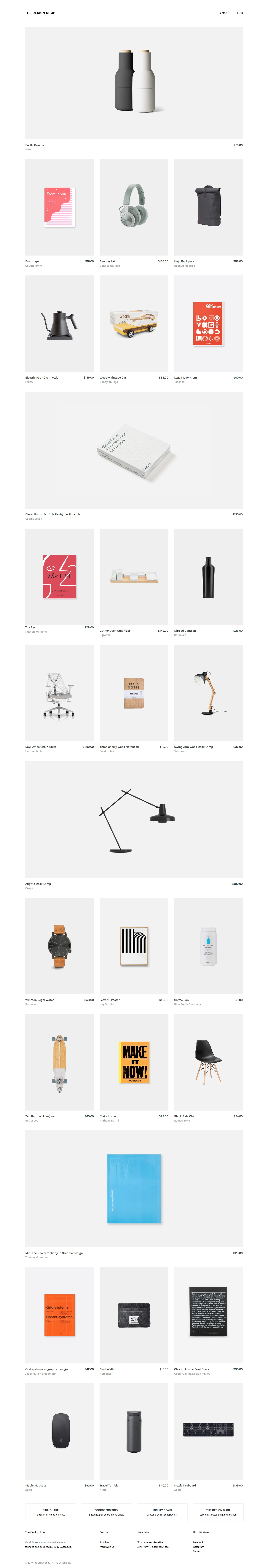 The Design Shop Landing Page Example: The Design Shop is a carefully curated online design store. Simple, beautiful and thoughtfully designed products for everyday use.
