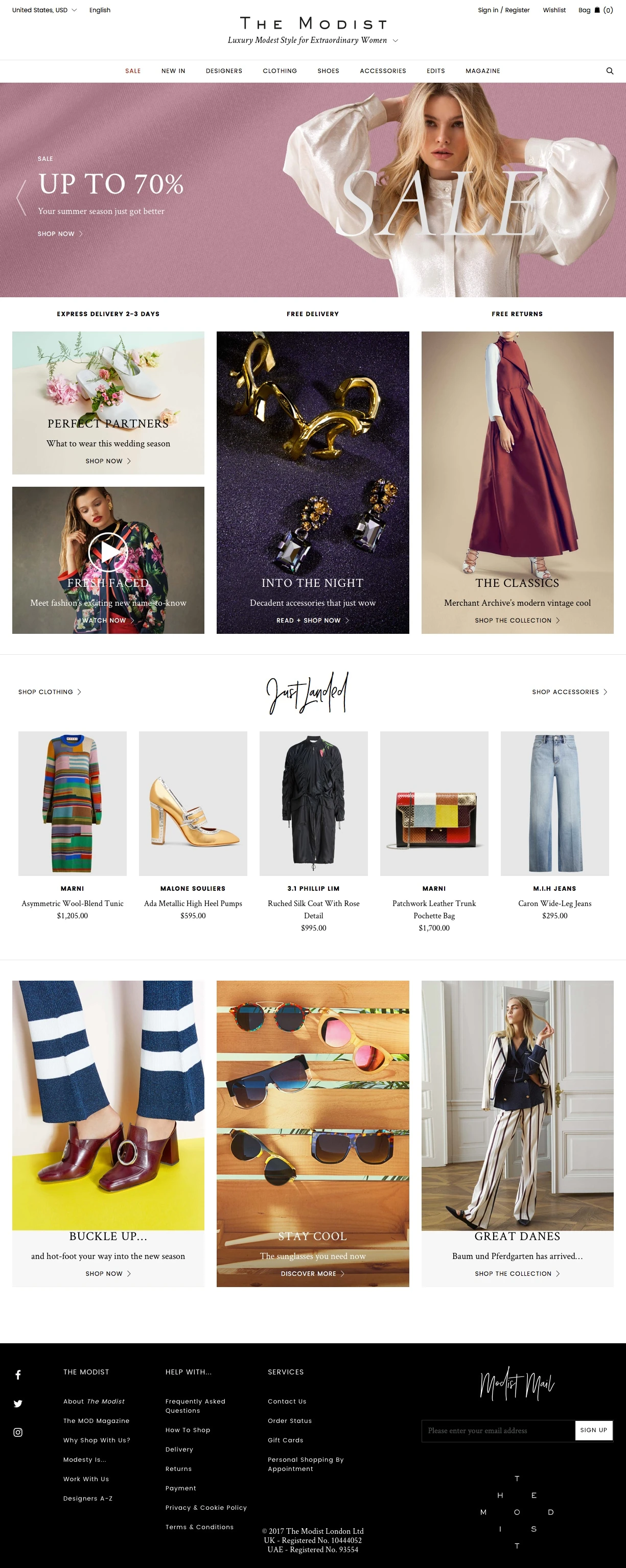 The Modist Landing Page Example: Luxury Modest Style for Extraordinary Women