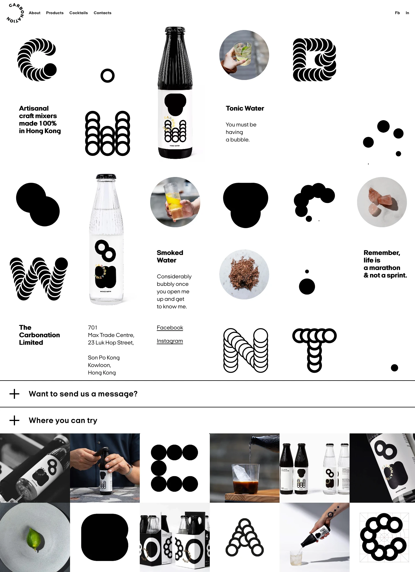 The Carbonation Landing Page Example: Carbonation is an independent brand of fizzy cocktail mixers from Hong Kong.