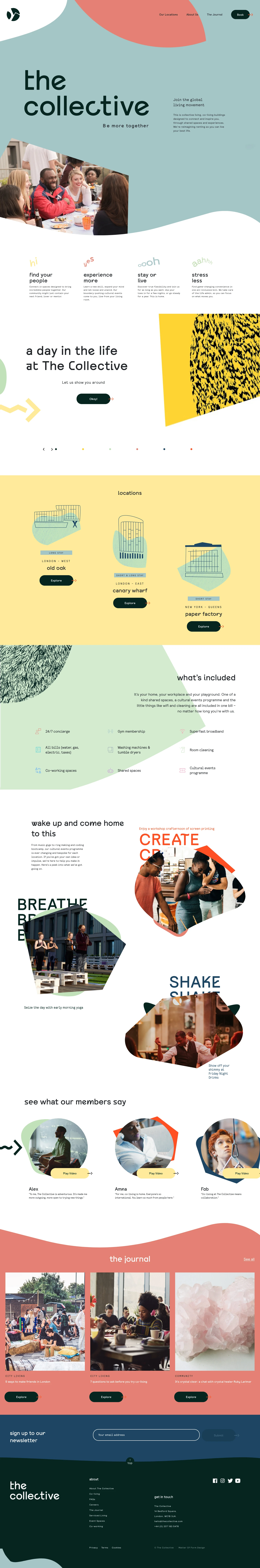 The Collective Landing Page Example: Join the global living movement. This is collective living, co-living buildings designed to connect and inspire you. We build and activate spaces that foster human connection and enable people to lead more fulfilling lives.