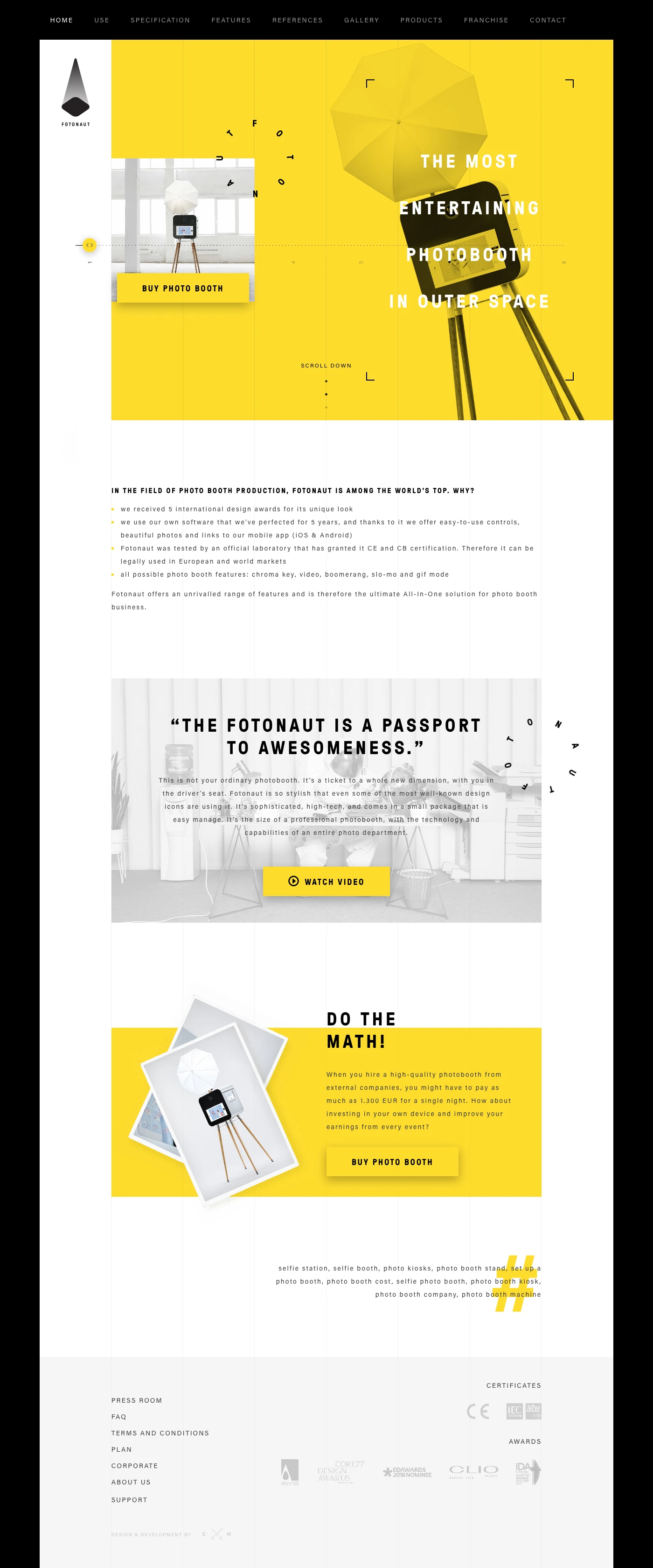 Fotonaut Landing Page Example: The most entertaining photobooth in outer space