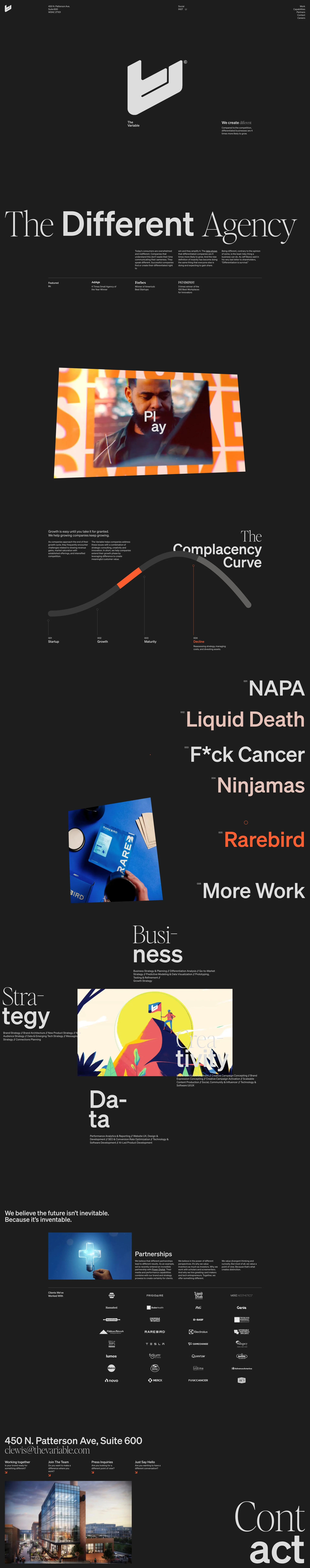 The Variable Landing Page Example: The Variable is a strategic partner for brands ready to break conventions, redefine categories, and create work that drives real business impact.