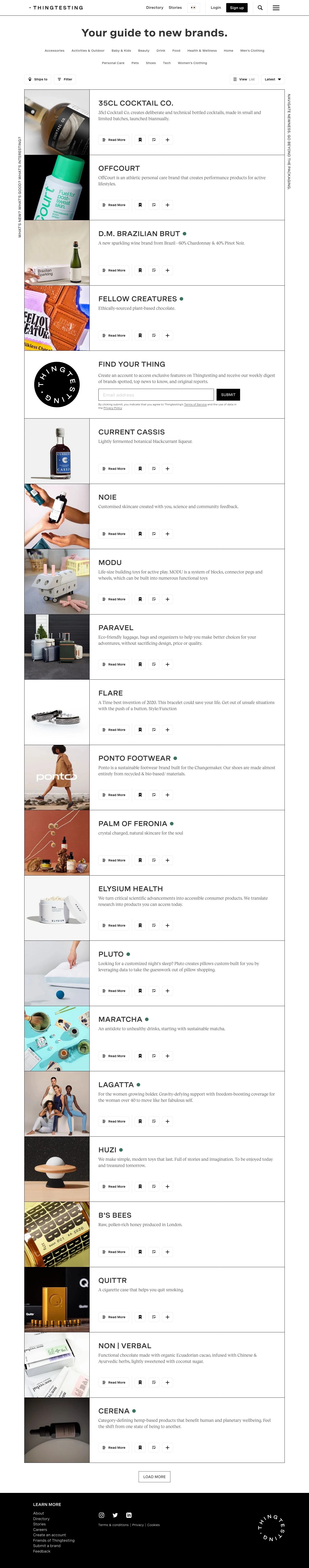 Thingtesting Landing Page Example: Thingtesting is a place to discover and learn more about new online brands.