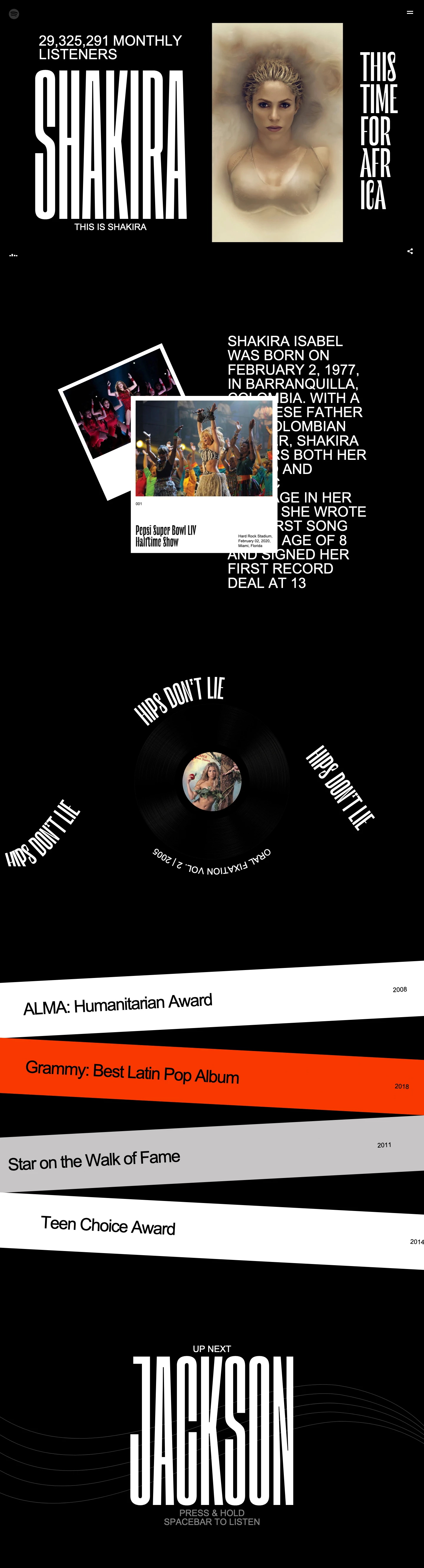 This Is Spotify Landing Page Example: A journey to the past. For the love of good old days.