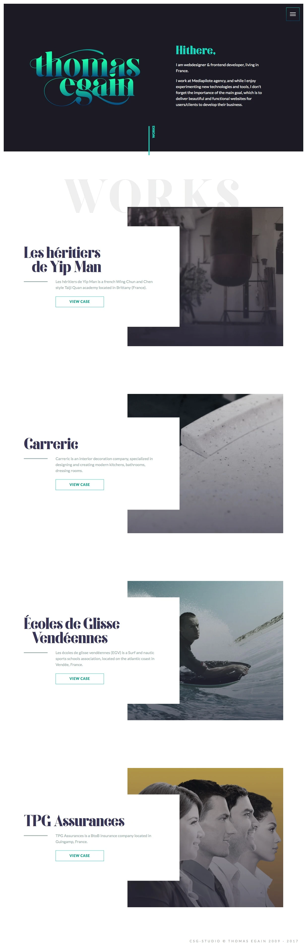 Thomas Egain Landing Page Example: Web designer & frontend developer