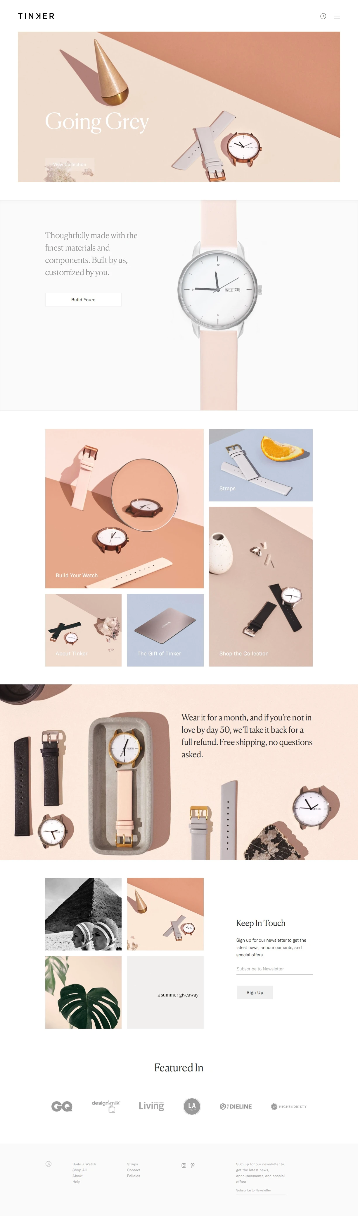Tinker Watches Landing Page Example: Absolutely necessary watches for every occasion