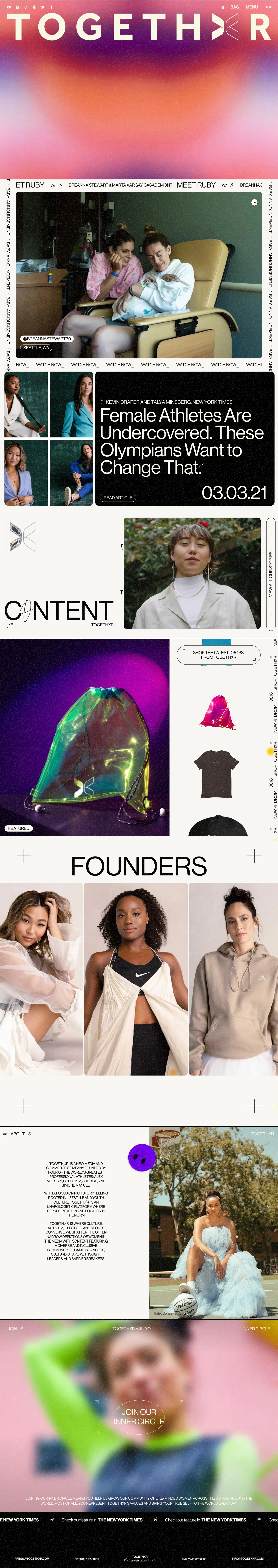 TOGETHXR Landing Page Example: The intersection of culture and lifestyle, powered by sport.