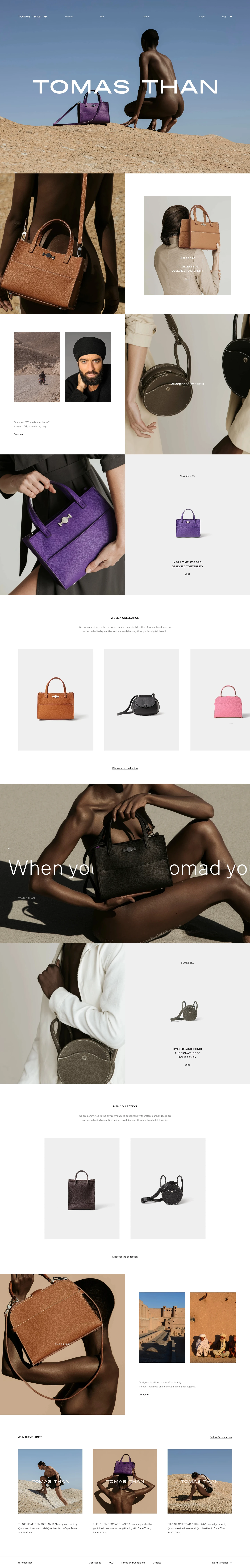 TOMAS THAN Landing Page Example: The Italian luxury handbags brand Tomas Than was founded by his creator and designer Tomas Than in 2014 in Milan. He began designing from his passion of beauty and grace, a feeling of absolute sartorial, hand-made and timeless items experienced through shapes and colours. A pure expression of timeless grace and imposin.