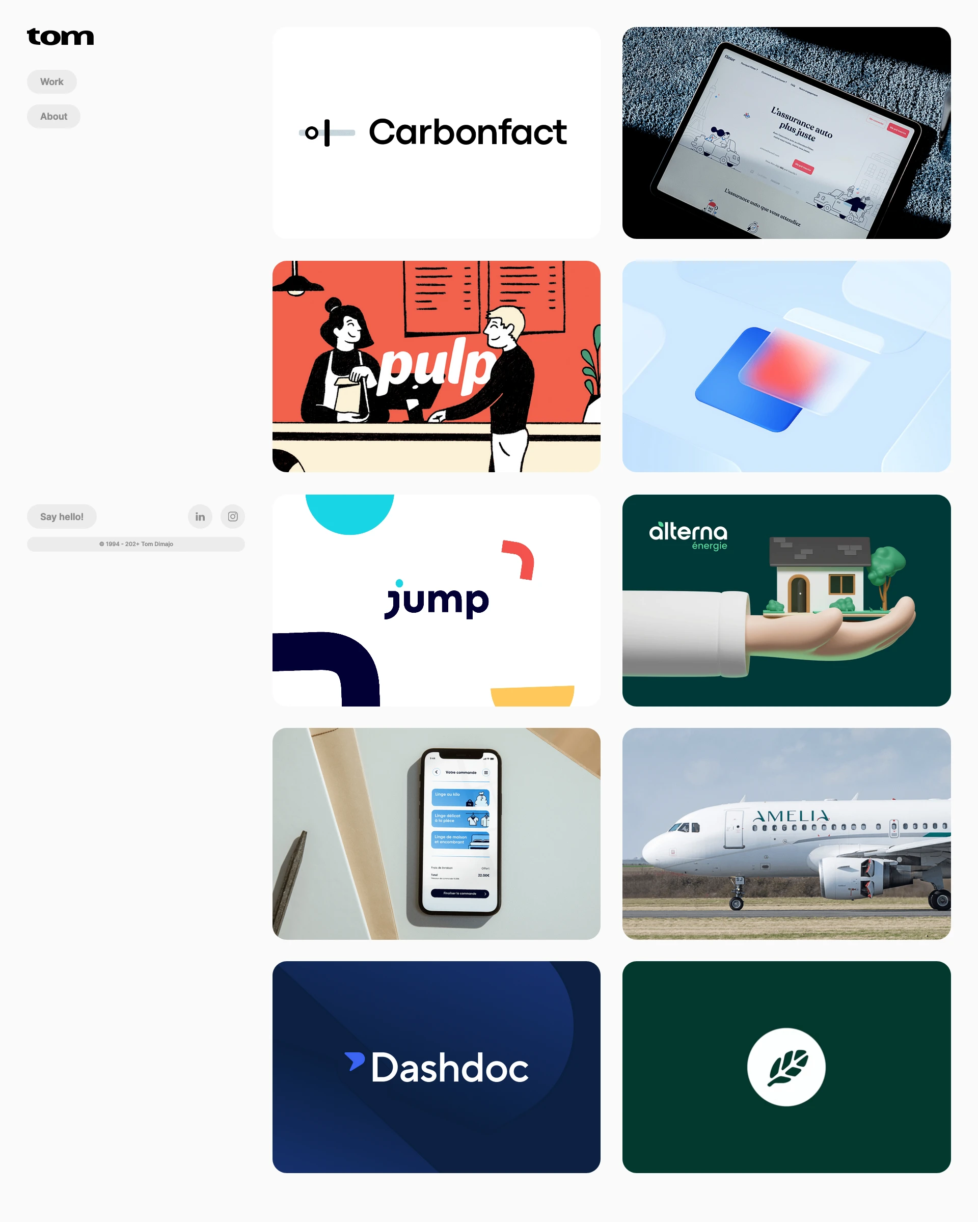 Tom Dimajo Landing Page Example: Brand Design solutions for startups and companies. My goal is to establish myself as a trusted partner for all things design and help build relationships that are strong, enjoyable, and result in mutual success and satisfaction.