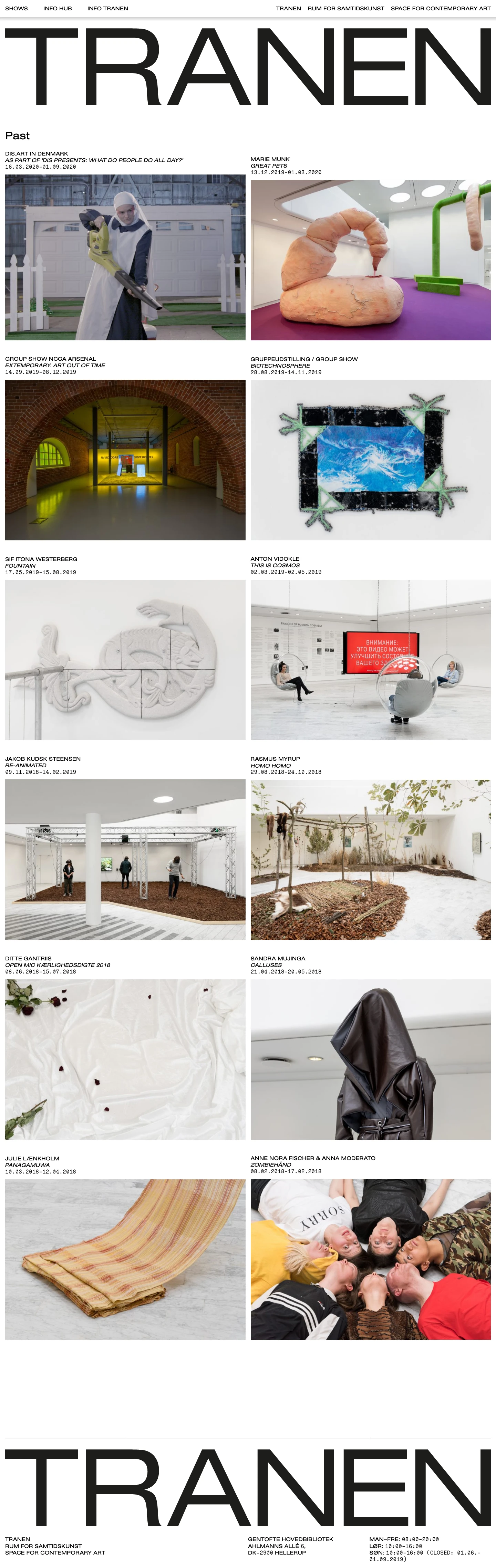  Tranen Landing Page Example: Space for comtemporary art.