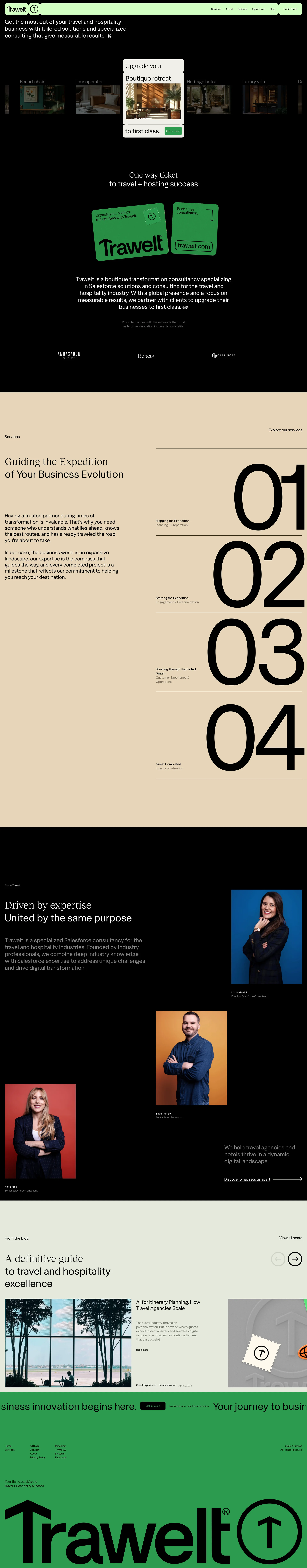 Trawelt Landing Page Example: Get the most out of your travel and hospitality business with tailored solutions and specialized consulting that give measurable results.