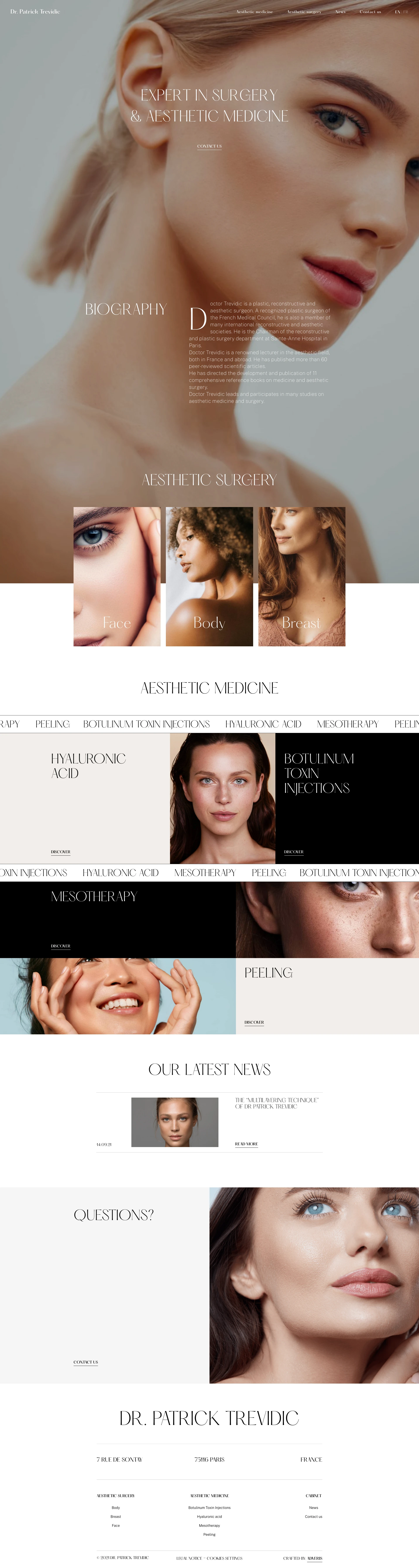 Patrick Trevidic Landing Page Example: Expert in surgery & aesthetic medicine.